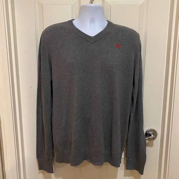 Abercrombie & Fitch Cashmere Blend Men's Sweater V-Neck‎ Gray Size XXL - Picture 1 of 9